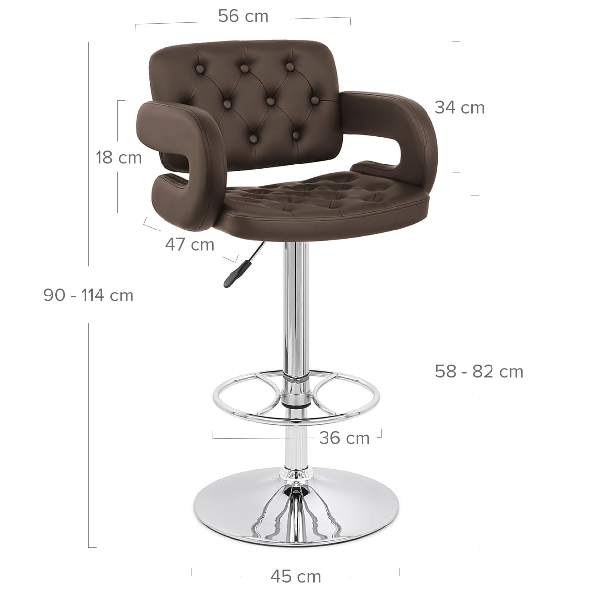 Sgabelli Ecopelle Cromato - Polaris Marrone