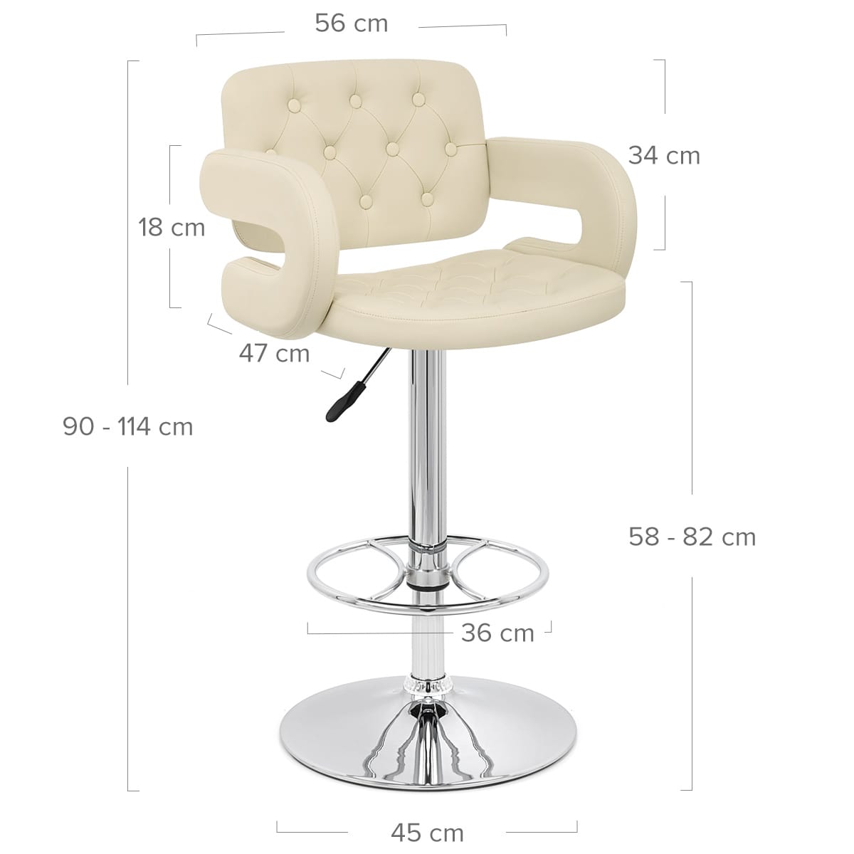 Sgabelli Ecopelle Cromato - Polaris Crema