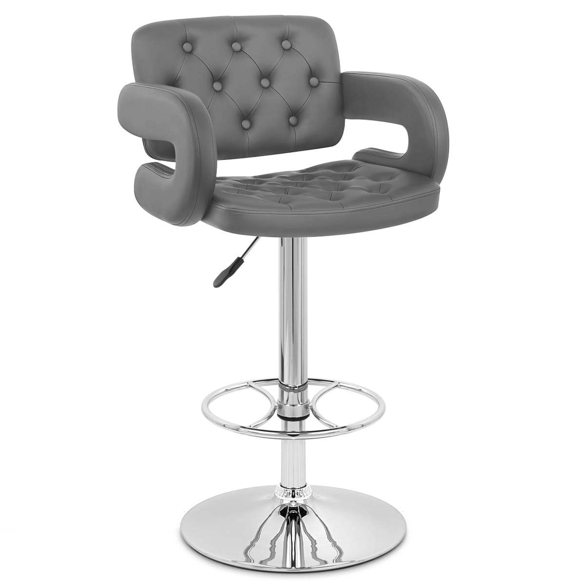 Sgabelli Ecopelle Cromato - Polaris Grigio