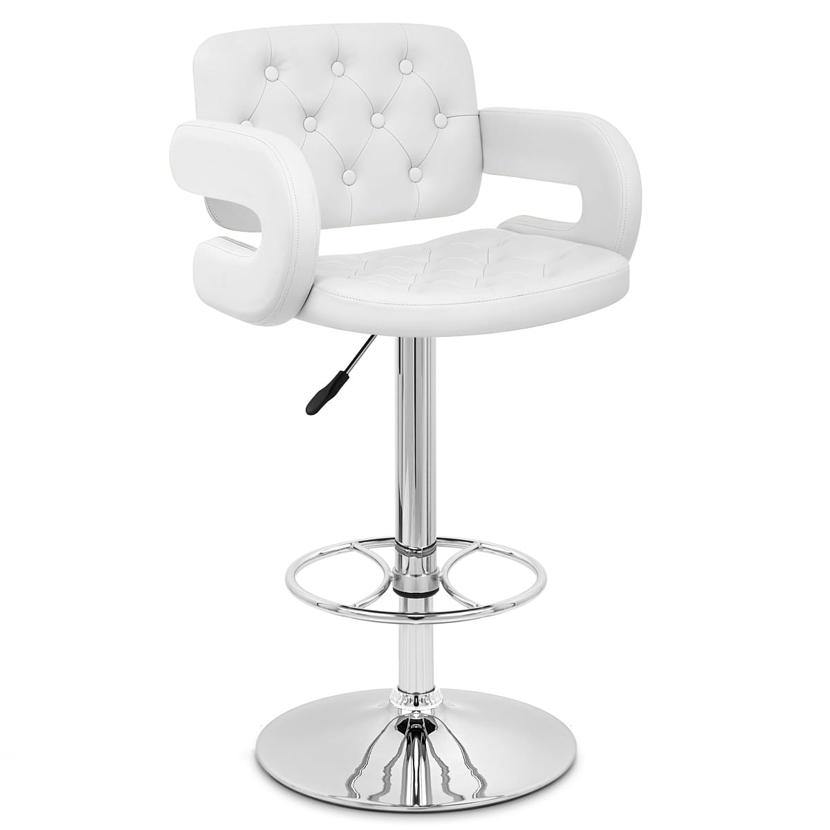 Sgabelli Ecopelle Cromato - Polaris Bianco