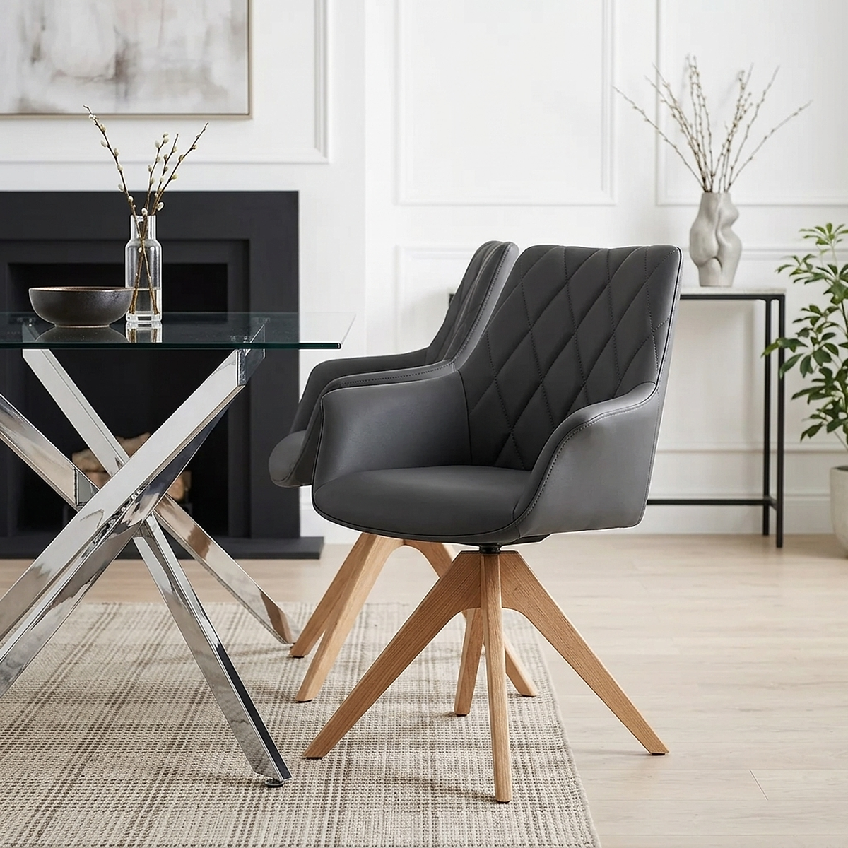 Sedia Vera Pelle Quercia - Portobello Nero