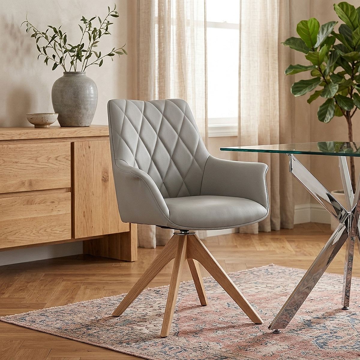 Sedia Vera Pelle Quercia - Portobello Grigio