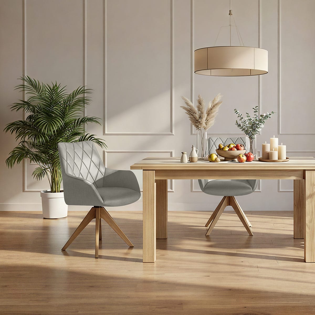 Sedia Vera Pelle Quercia - Portobello Grigio