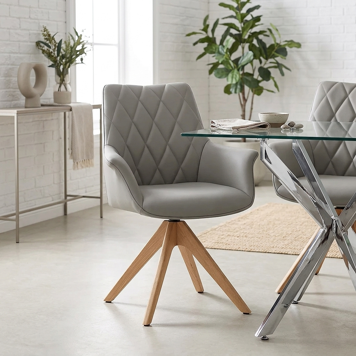 Sedia Vera Pelle Quercia - Portobello Grigio
