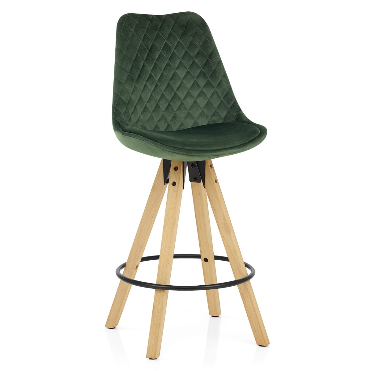 Sgabello Velluto Legno - Prism Verde