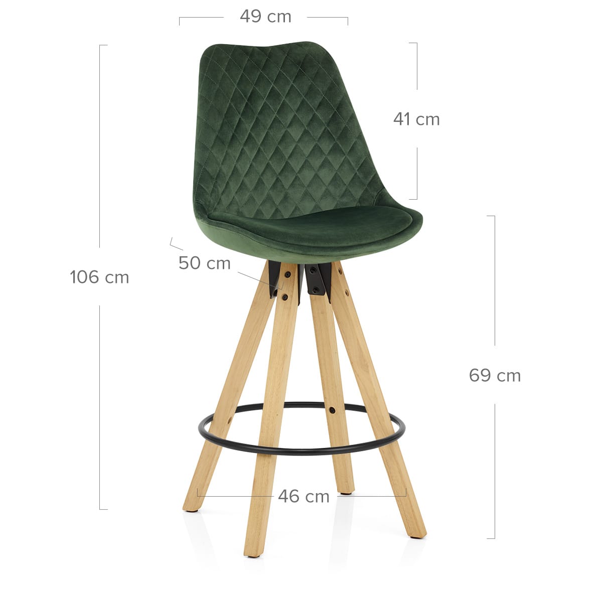 Sgabello Velluto Legno - Prism Verde