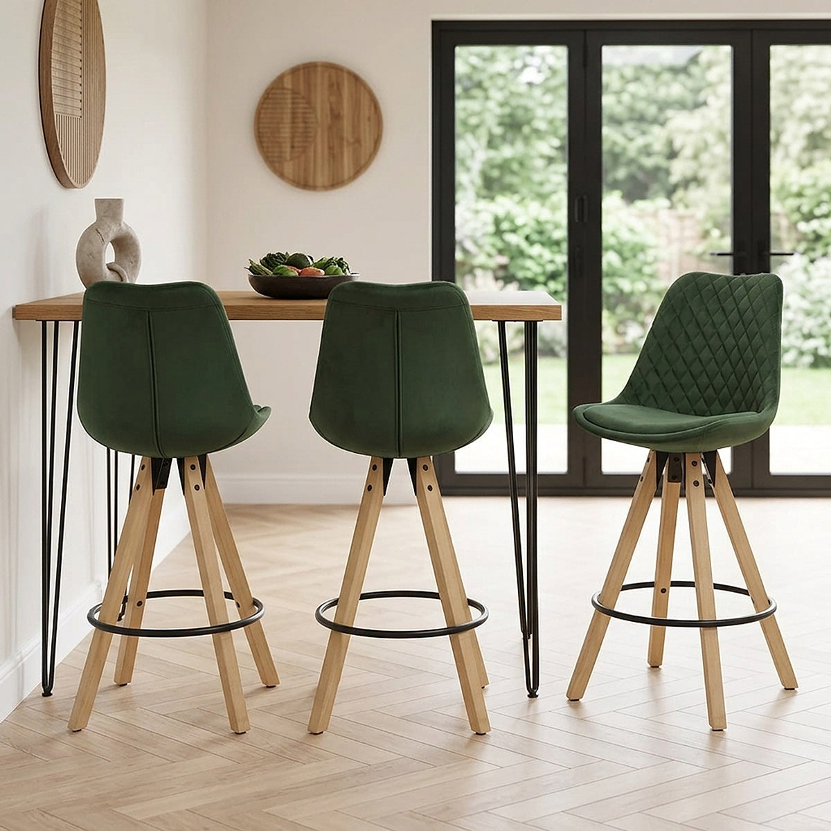 Sgabello Velluto Legno - Prism Verde