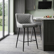 Sgabello Ecopelle Metallo - Provence Grigio