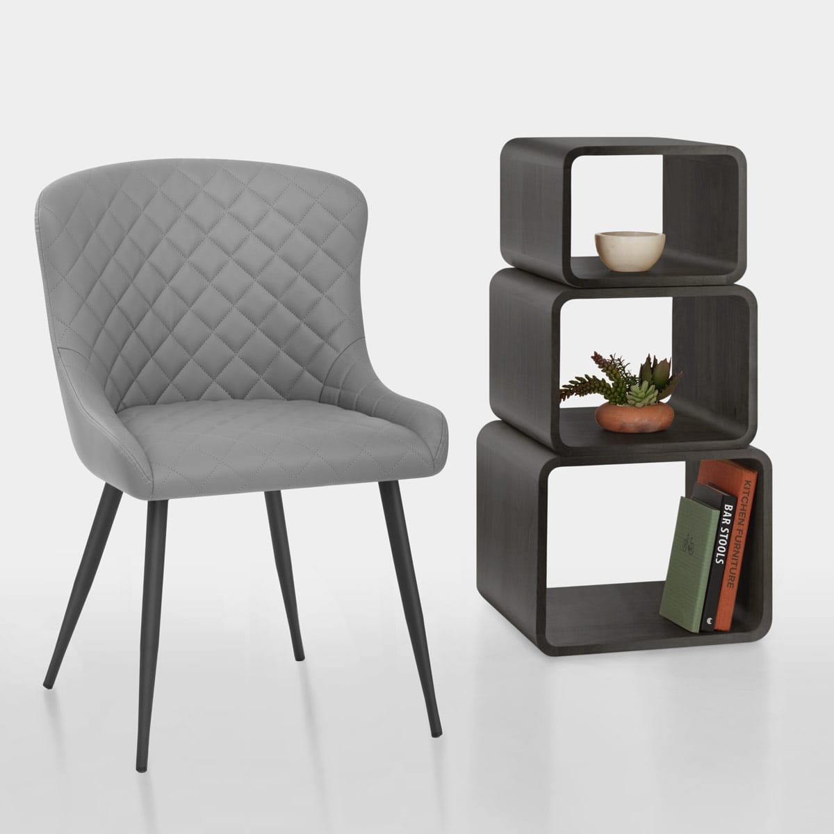 Sedia Ecopelle Metallo - Provence Grigio