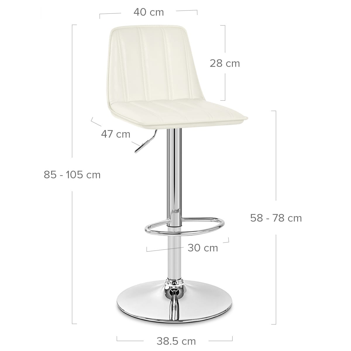 Sgabello Ecopelle Cromato - Pulse Crema