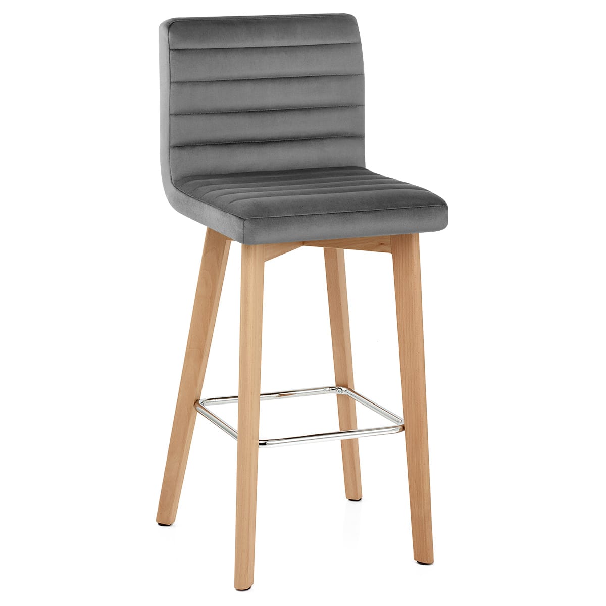 Sgabello Velluto Legno - Pure Grigio