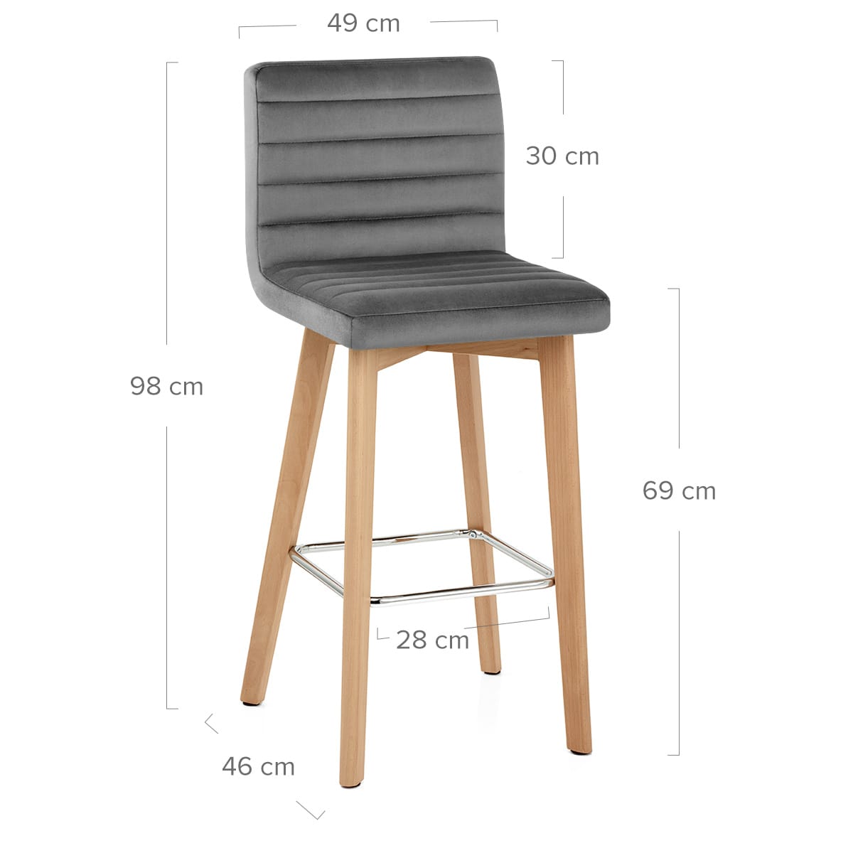 Sgabello Velluto Legno - Pure Grigio