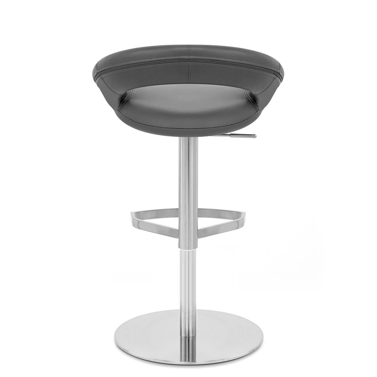Sgabello Pelle Cromo Satinato - Crescent Imbottito Grigio