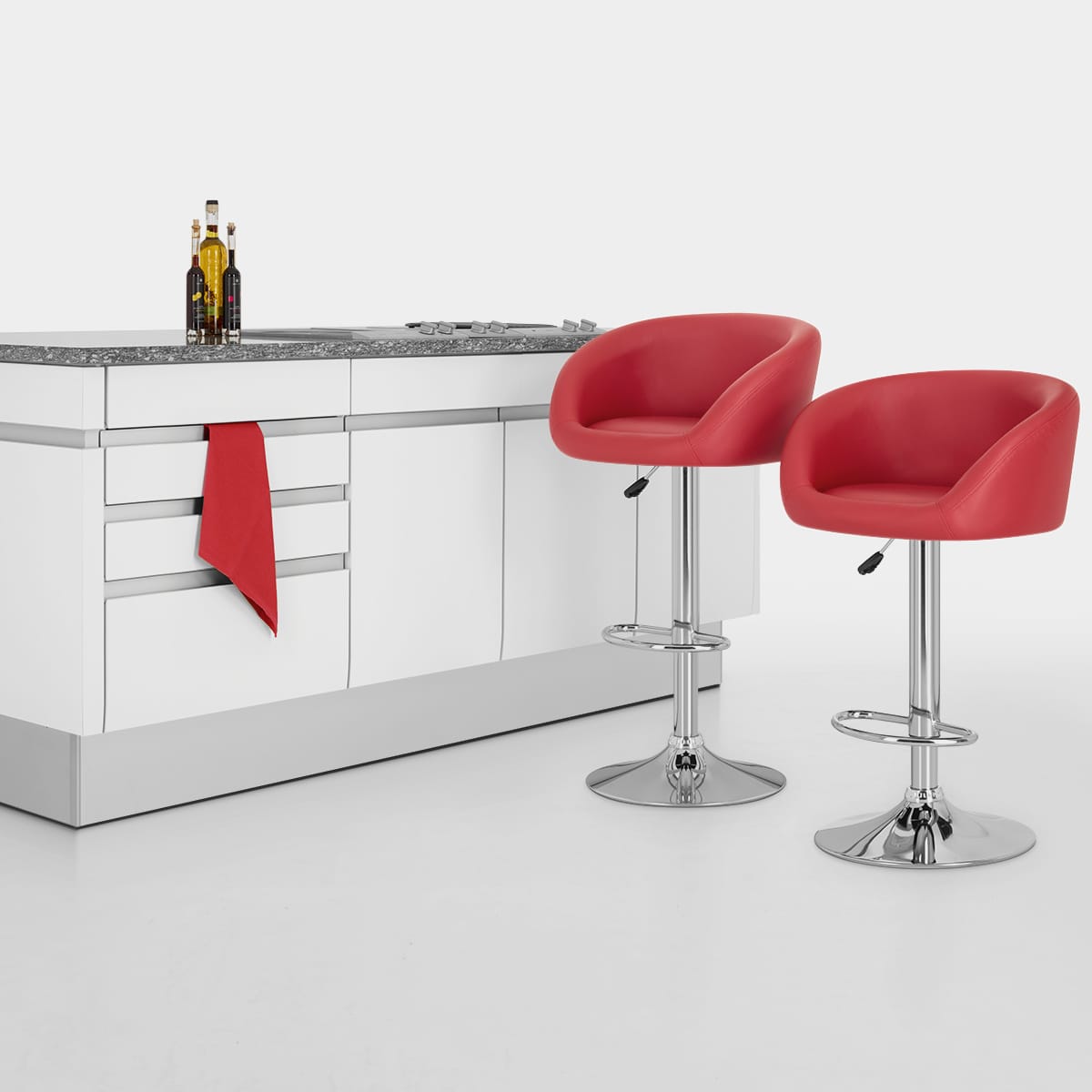 Sgabello Ecopelle Cromato - Eclipse Rosso