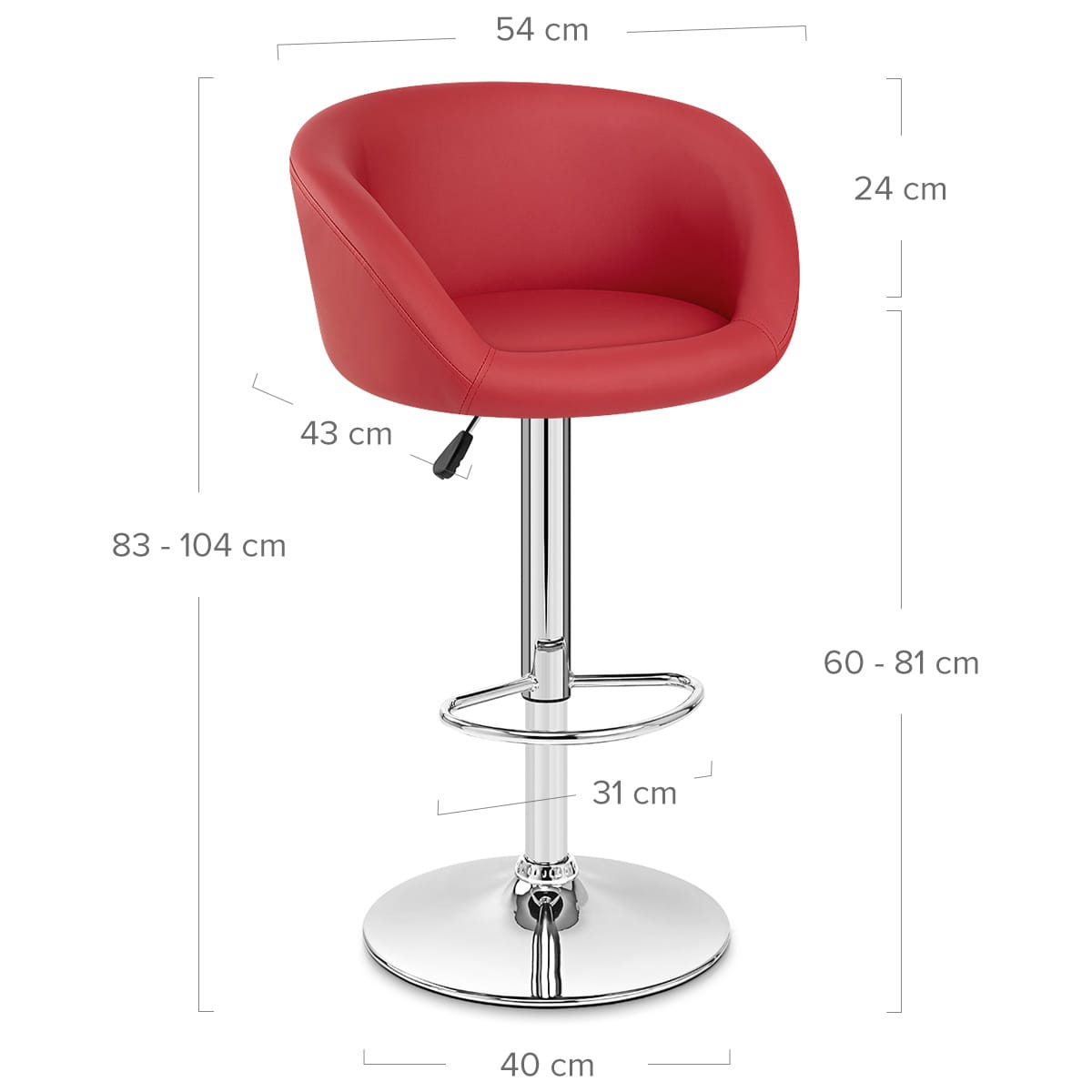 Sgabello Ecopelle Cromato - Eclipse Rosso