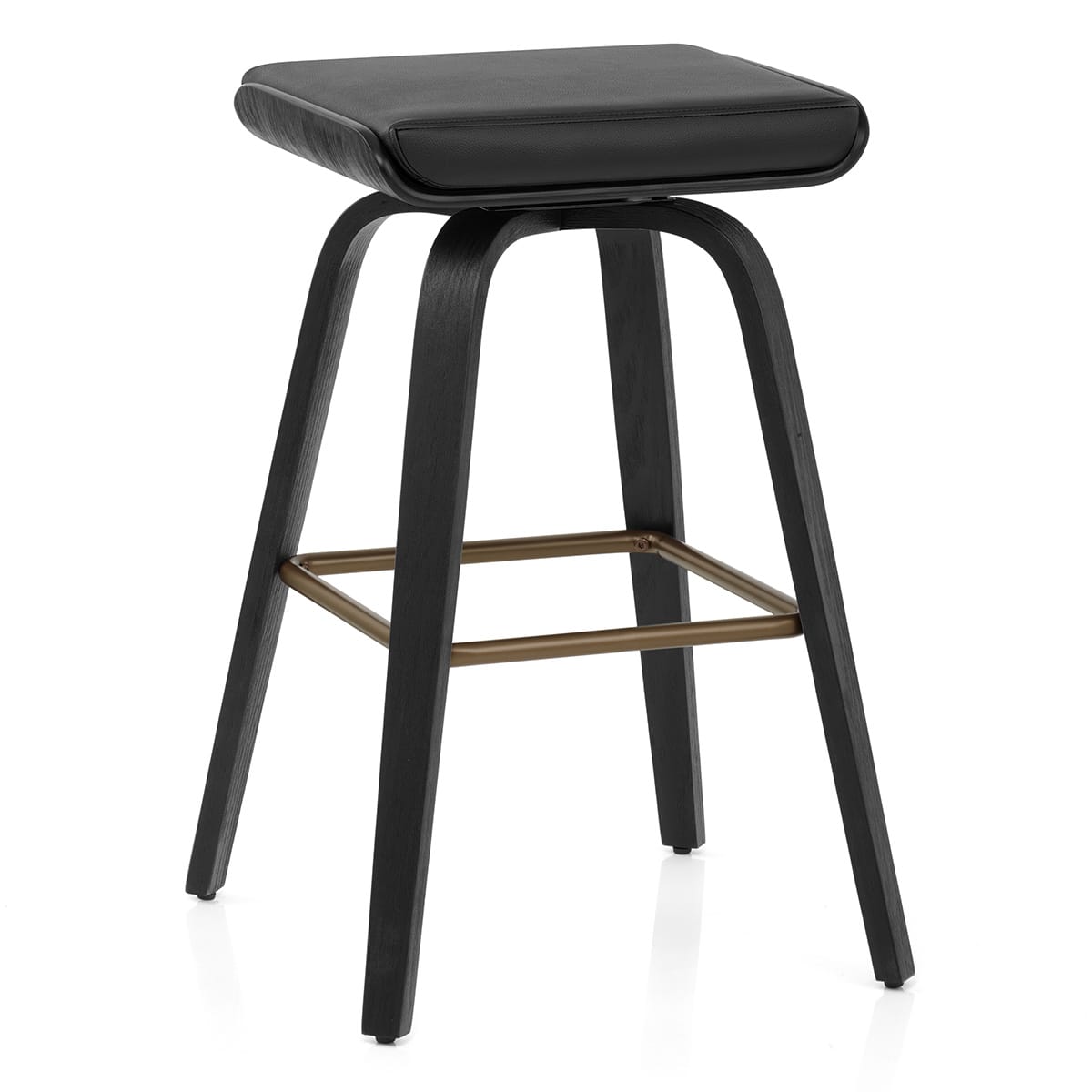 Sgabello Vera Pelle Legno - Remy Nero