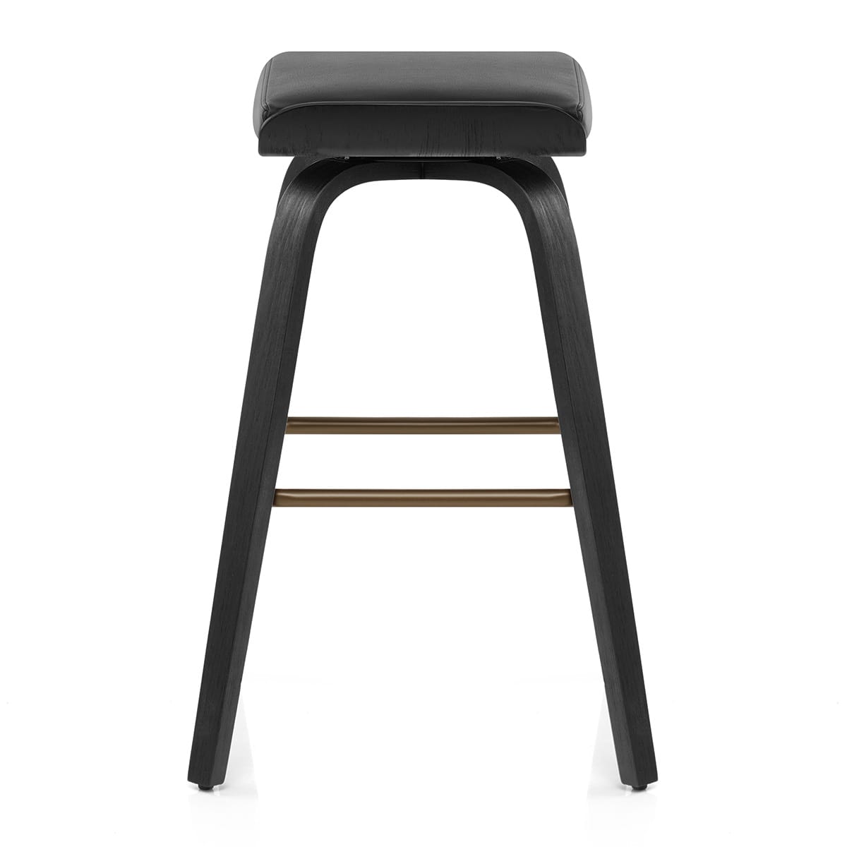 Sgabello Vera Pelle Legno - Remy Nero