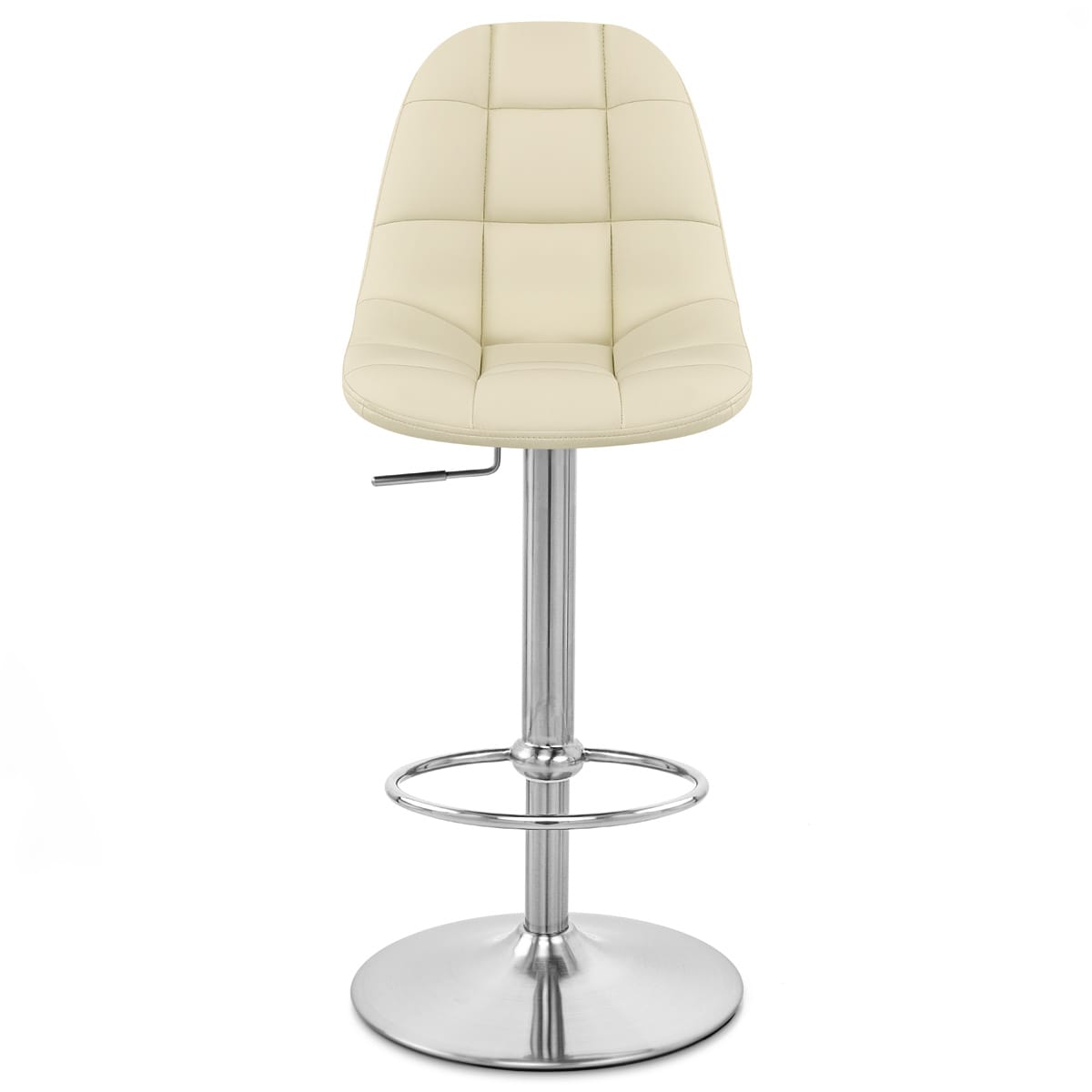 Sgabello Ecopelle Cromo Satinato - Rochelle Crema