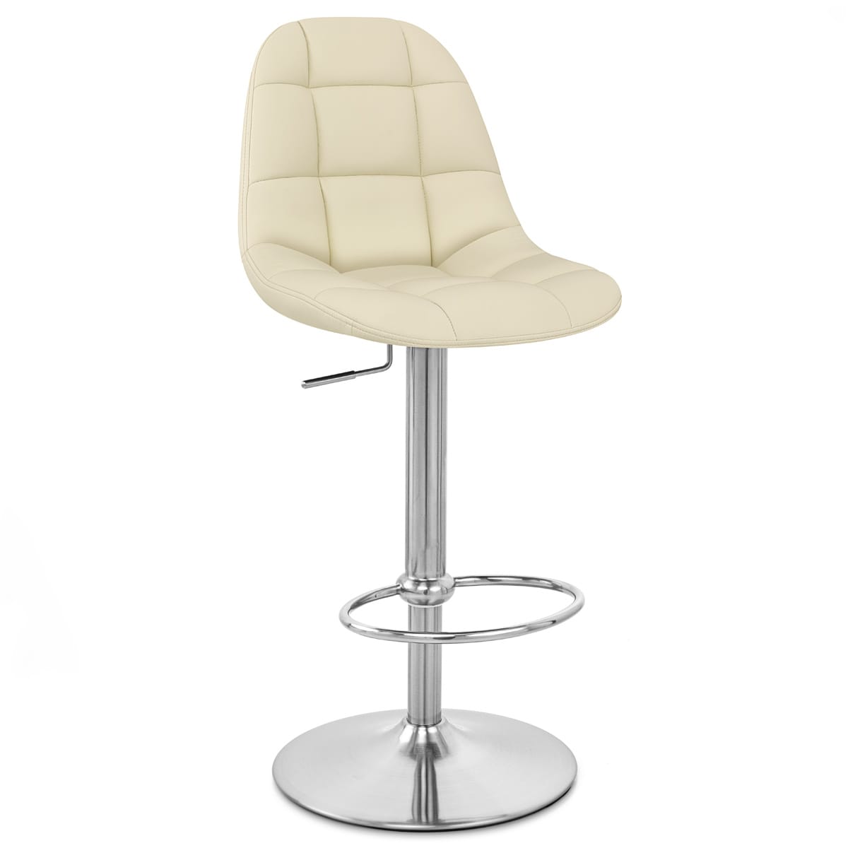 Sgabello Ecopelle Cromo Satinato - Rochelle Crema