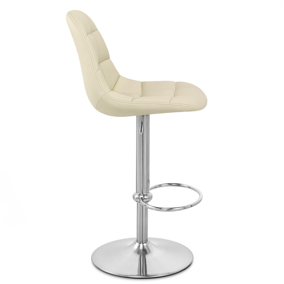 Sgabello Ecopelle Cromo Satinato - Rochelle Crema