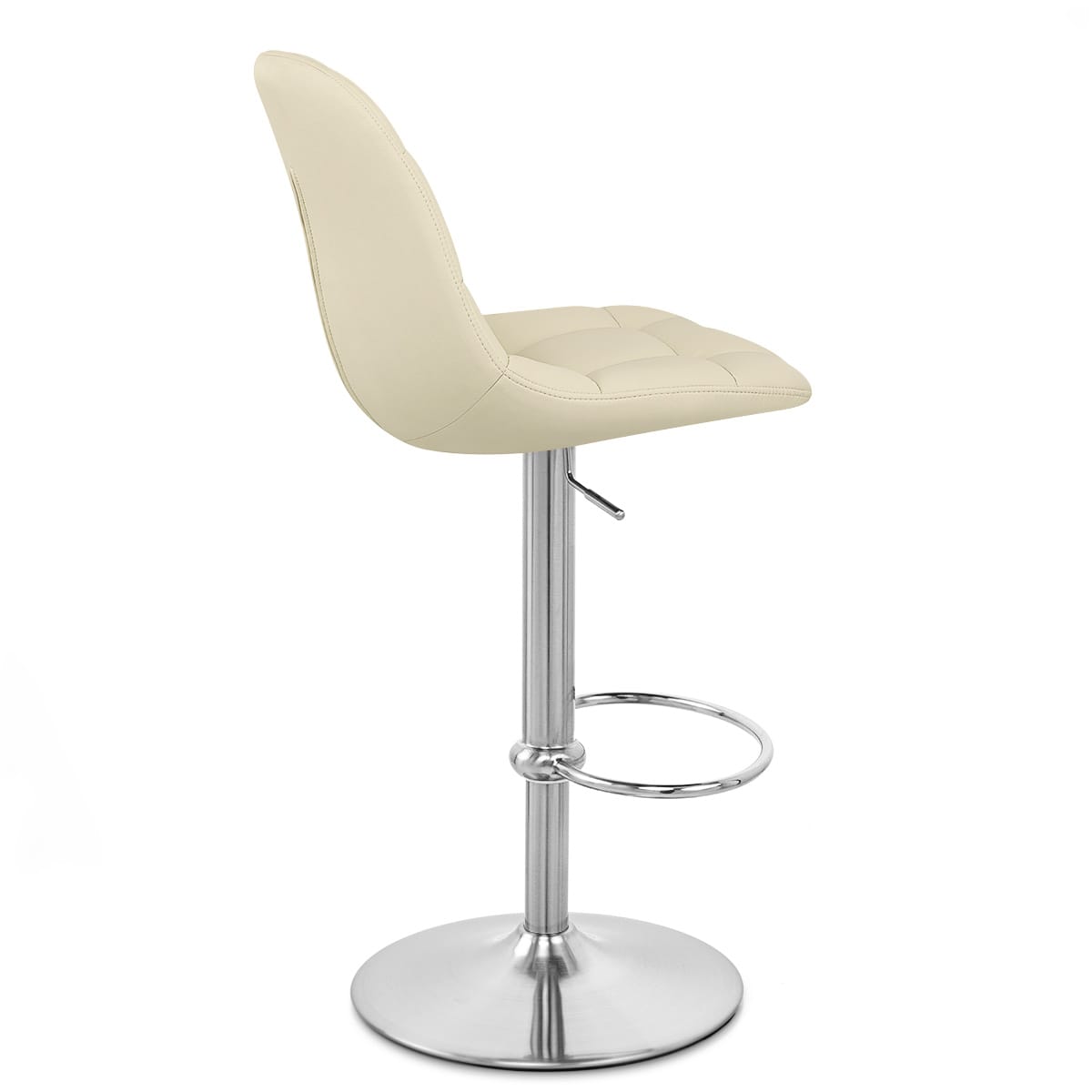 Sgabello Ecopelle Cromo Satinato - Rochelle Crema