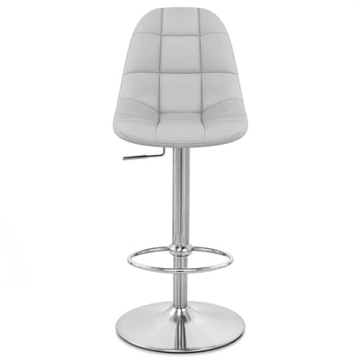 Sgabello Ecopelle Cromo Satinato - Rochelle Grigio