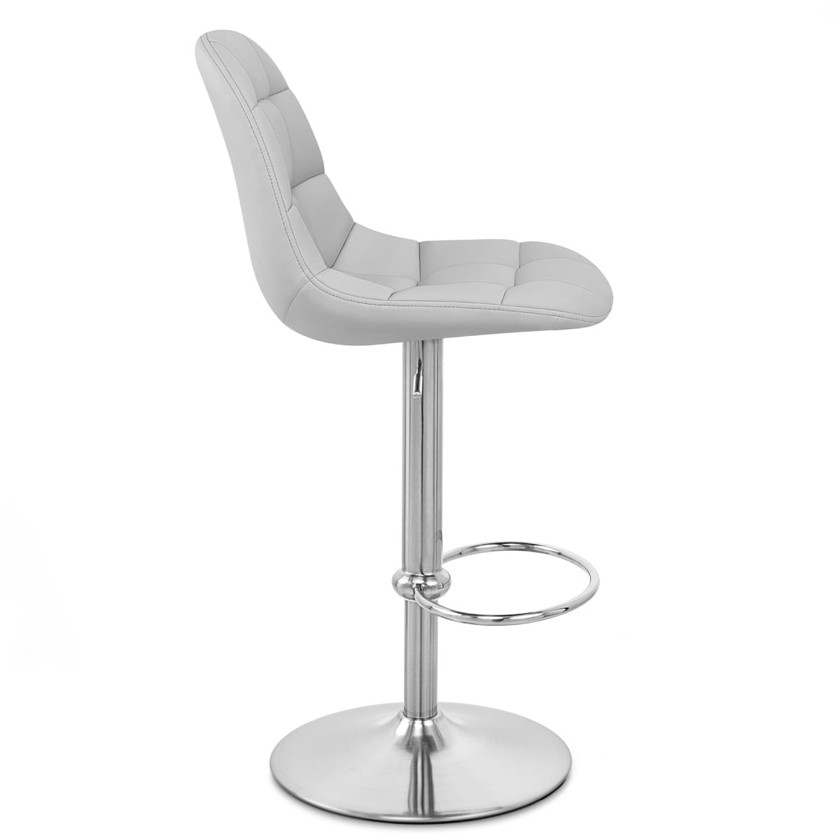 Sgabello Ecopelle Cromo Satinato - Rochelle Grigio