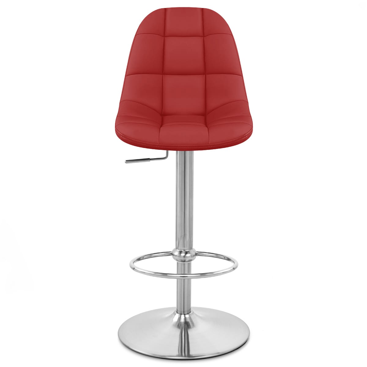 Sgabello Ecopelle Cromo Satinato - Rochelle Rosso