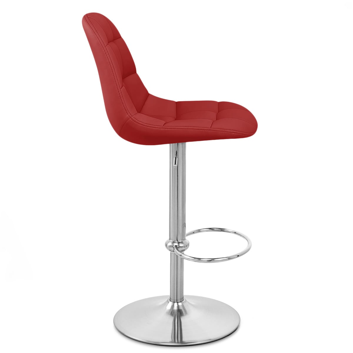 Sgabello Ecopelle Cromo Satinato - Rochelle Rosso