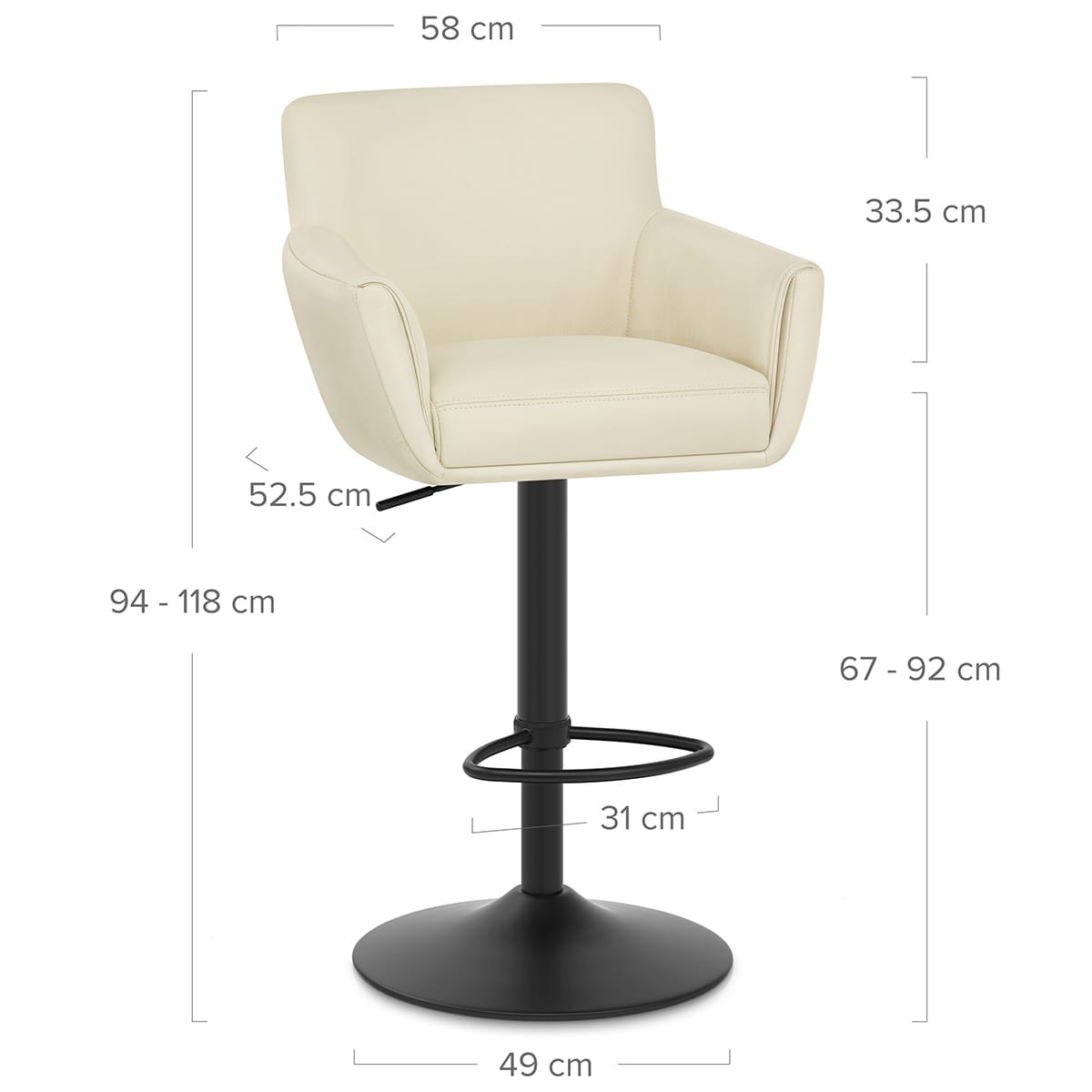 Sgabello Vera Pelle Metallo - Rome Crema