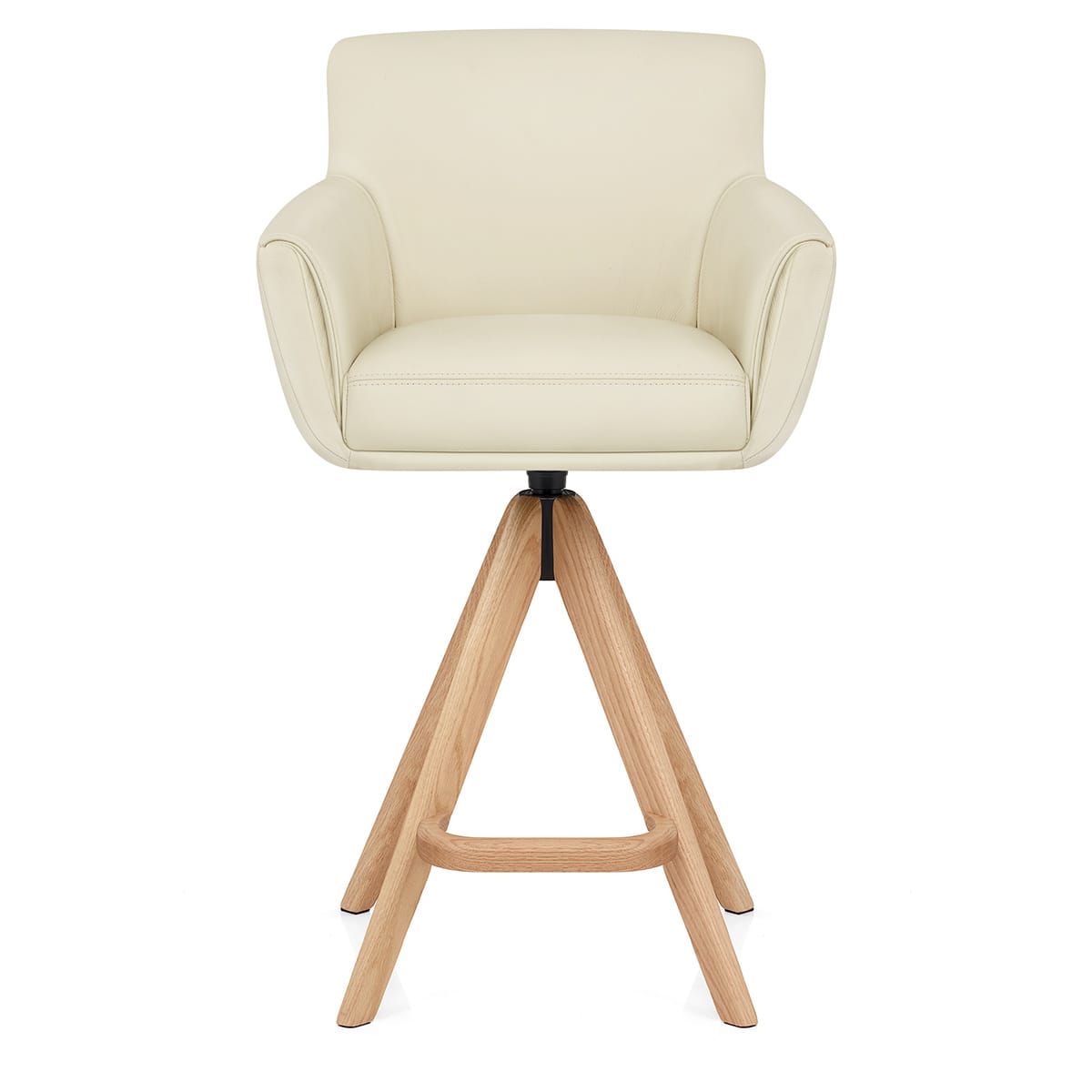 Sgabello Vera Pelle Legno - Rome Crema