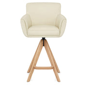 Sgabello Vera Pelle Legno - Rome Crema