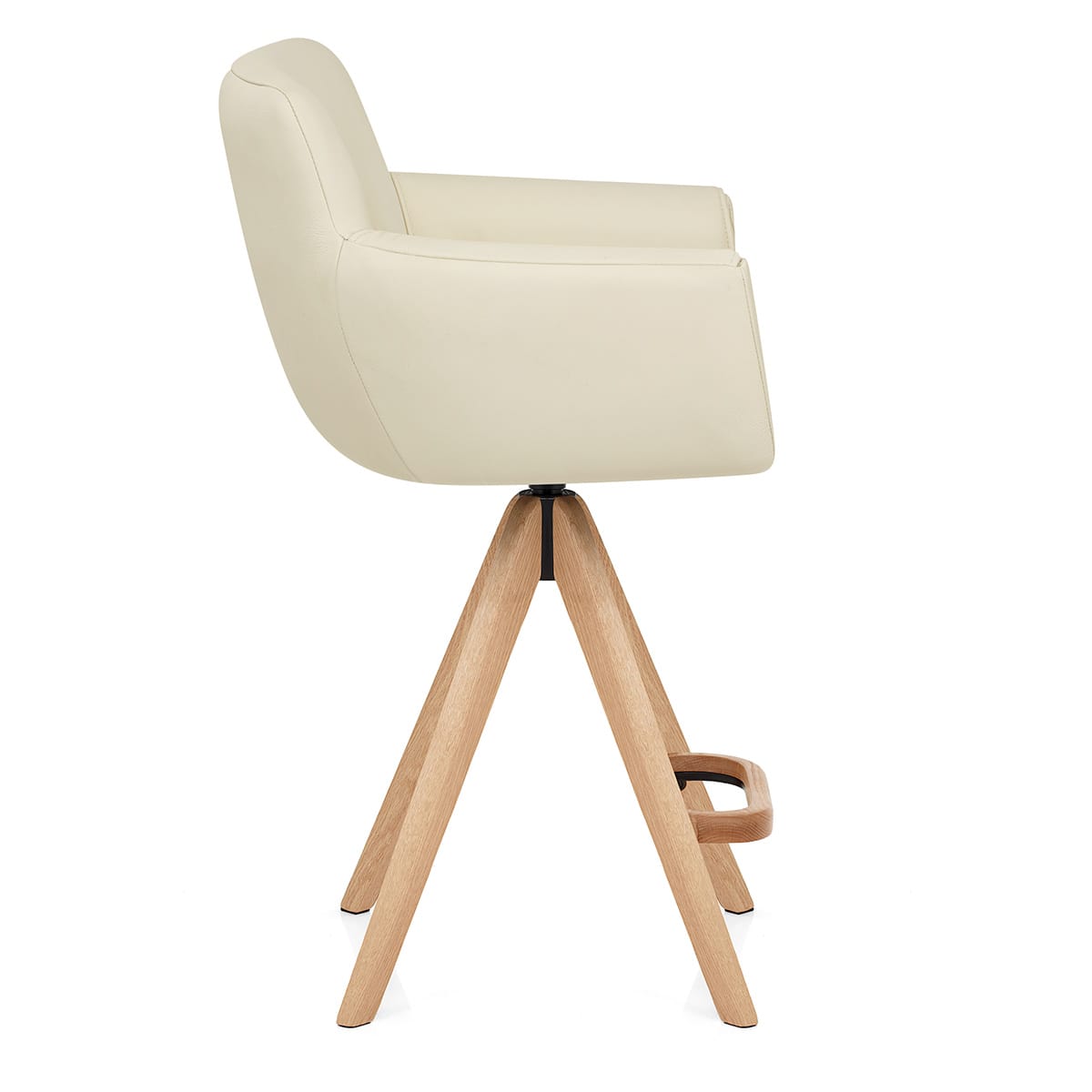 Sgabello Vera Pelle Legno - Rome Crema