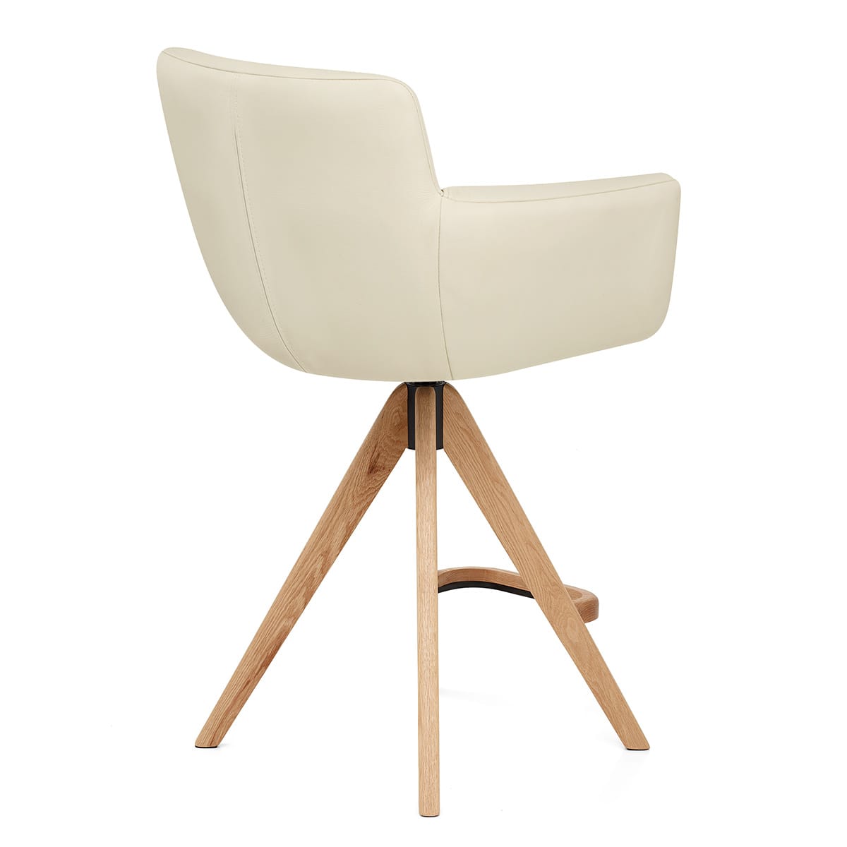 Sgabello Vera Pelle Legno - Rome Crema