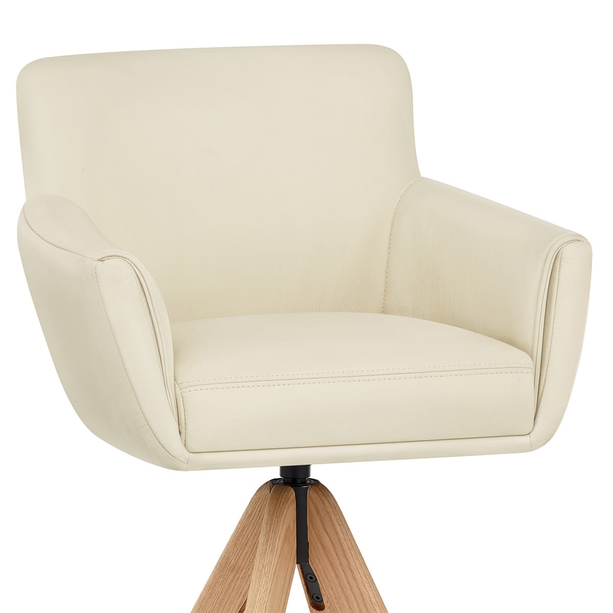 Sgabello Vera Pelle Legno - Rome Crema