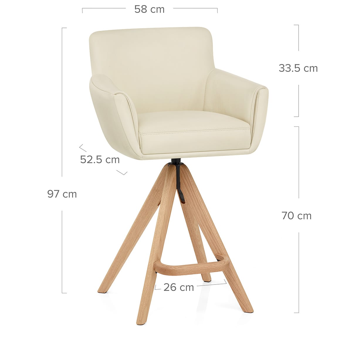 Sgabello Vera Pelle Legno - Rome Crema