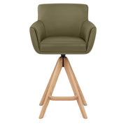 Sgabello Vera Pelle Legno - Rome Verde