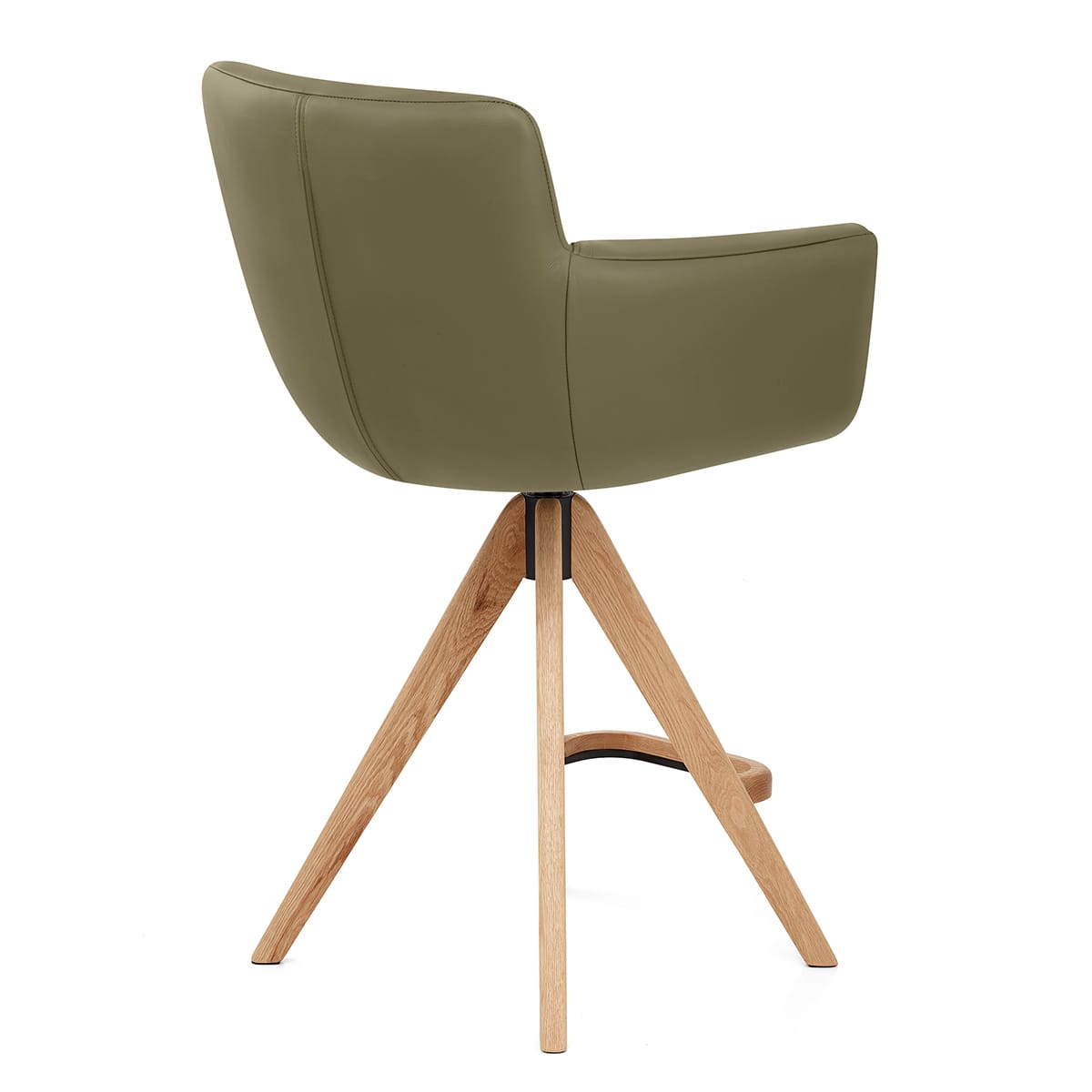 Sgabello Vera Pelle Legno - Rome Verde