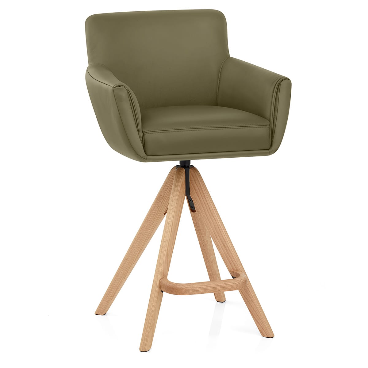 Sgabello Vera Pelle Legno - Rome Verde