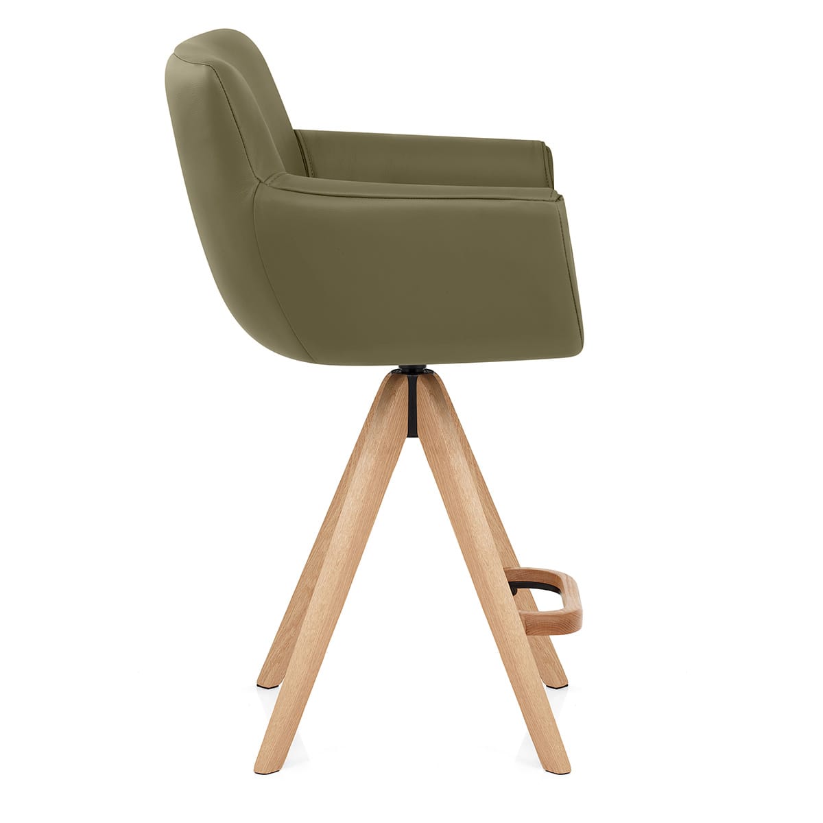 Sgabello Vera Pelle Legno - Rome Verde