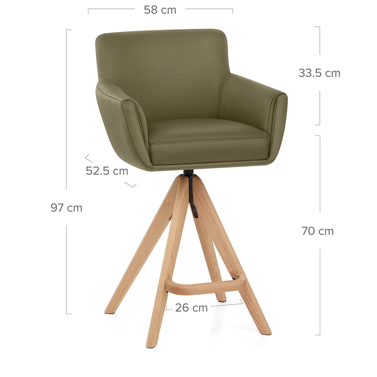 Sgabello Vera Pelle Legno - Rome Verde