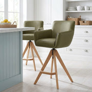 Sgabello Vera Pelle Legno - Rome Verde