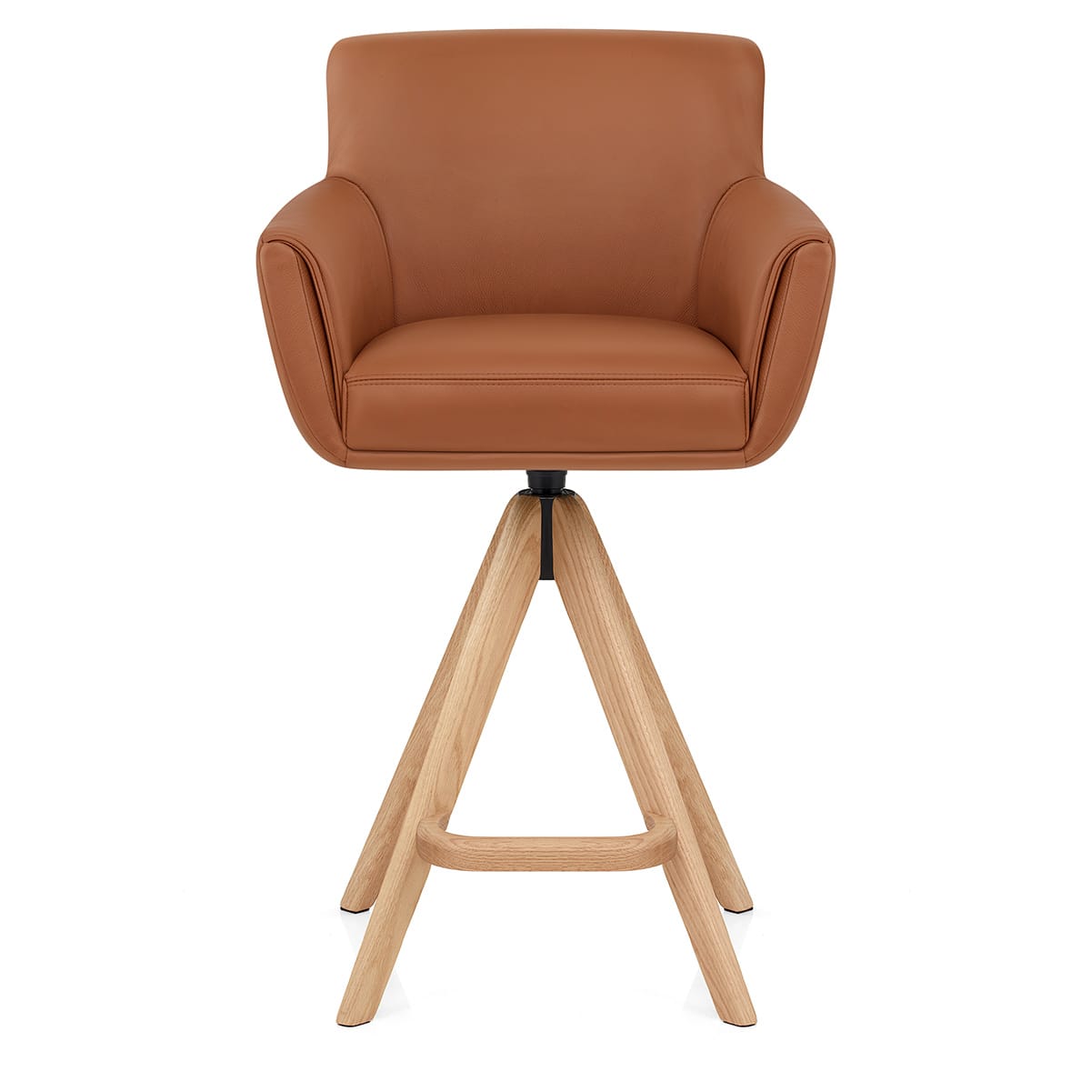 Sgabello Vera Pelle Legno - Rome Marrone