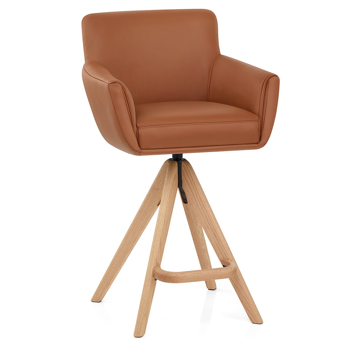 Sgabello Vera Pelle Legno - Rome Marrone