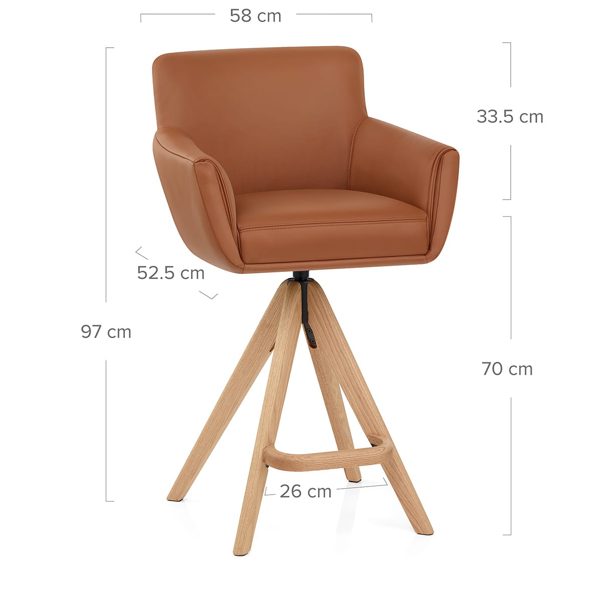 Sgabello Vera Pelle Legno - Rome Marrone