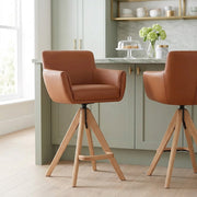 Sgabello Vera Pelle Legno - Rome Marrone