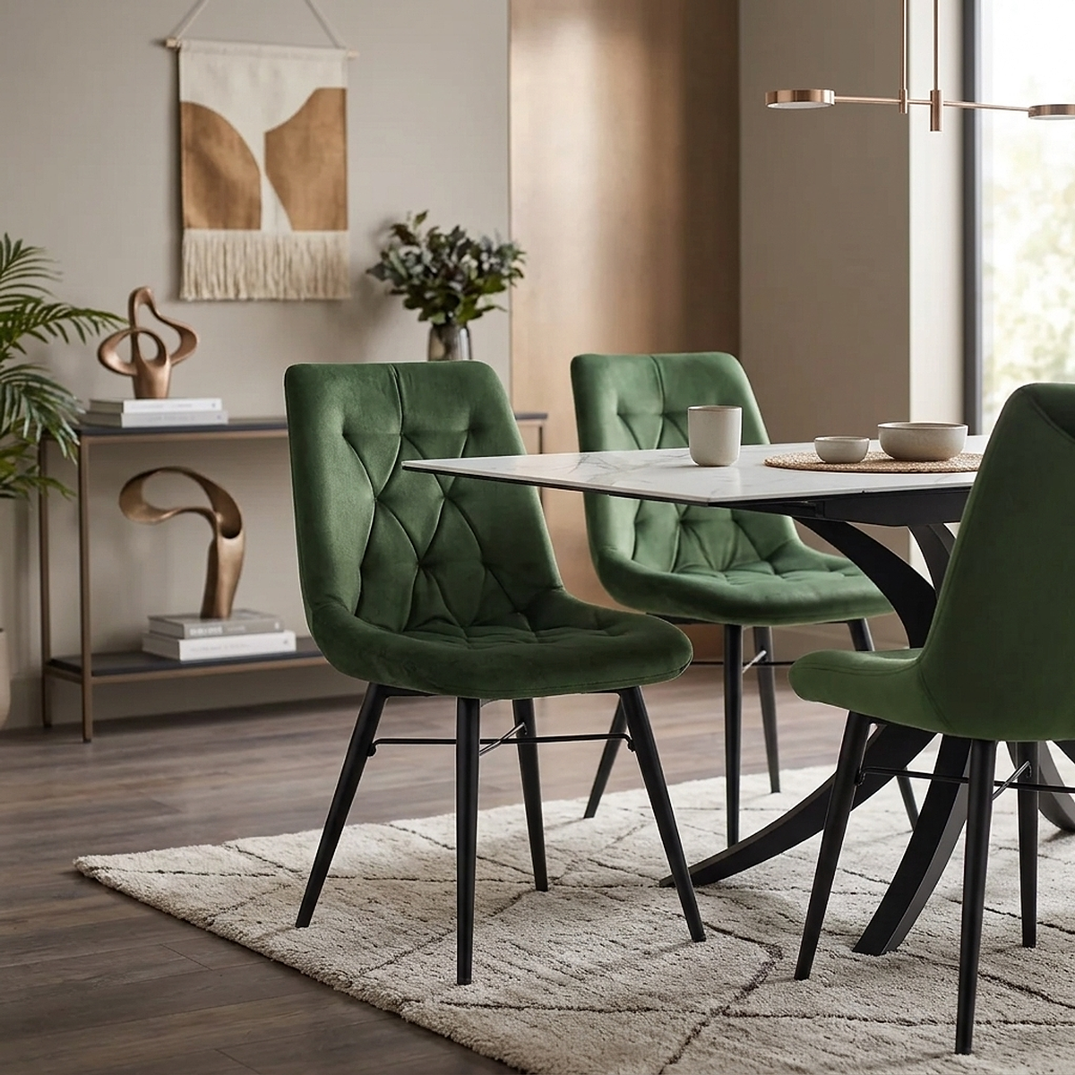 Sedia da pranzo Velluto Metallo - Roxy Verde