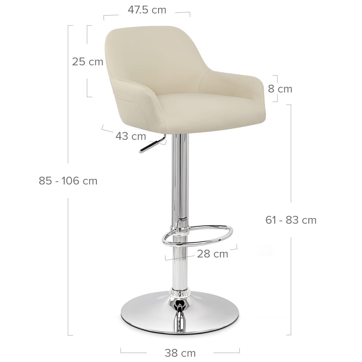 Sgabello Ecopelle Cromato - Sassi Crema