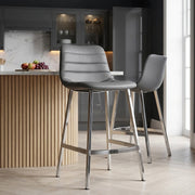 Sgabello Ecopelle Cromato - Scala Grigio