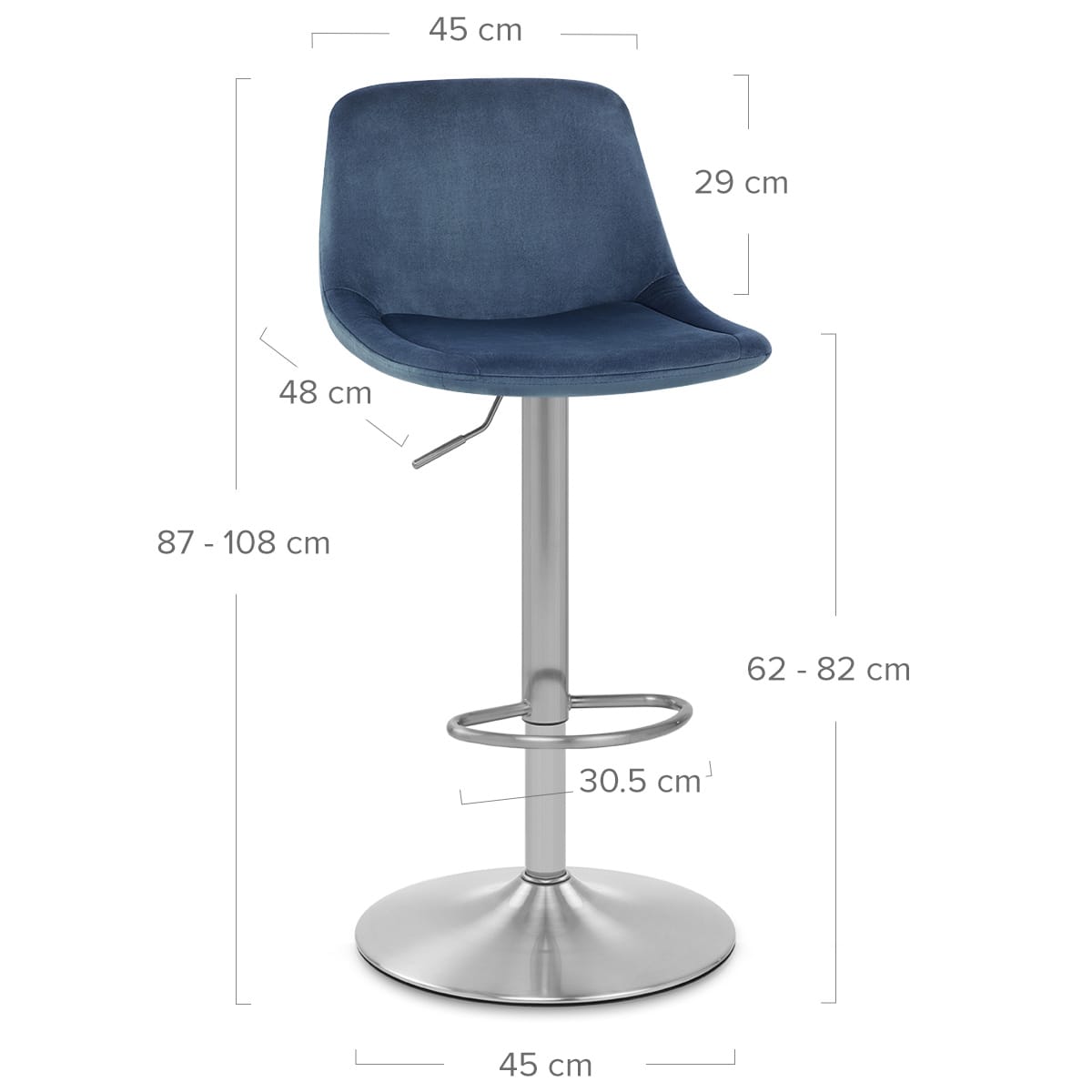 Sgabello Velluto Satinato - Scoop Blu
